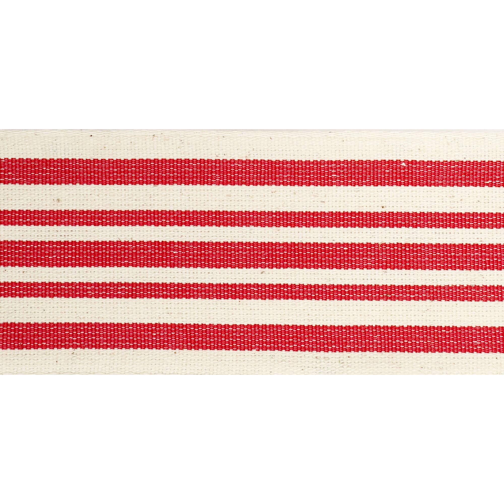 2.5" x 25ft. Red & Ivory Stripe Faux Cotton Wired Ribbon by Celebrate It™